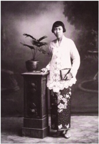 Figure 4. A Peranakan woman sporting a characteristic mix of fashions: bobbed hair and lace kebaya. From Peter Lee, Sarong Kebaya: Peranakan Fashion in an Interconnected World (Singapore: Asian Civilisations Museum, 2014), 263.