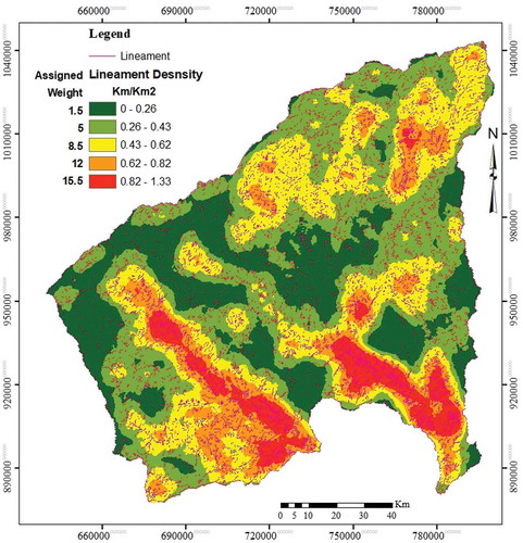 Figure 5. Lineament density map of the study area