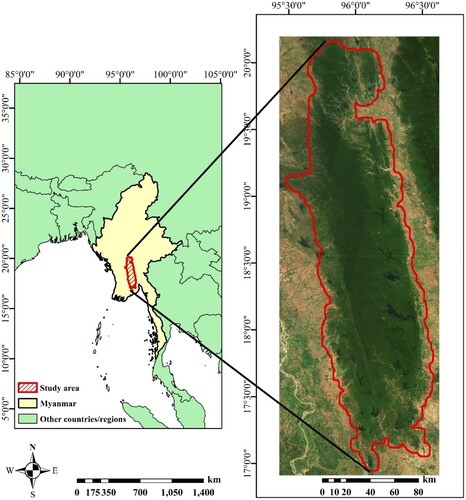 Figure 1. Study area. True color composite S2 (20 m) acquired in 2019 was used as a background. National boundaries were based on the World Borders Dataset downloaded from Thematic Mapping (http://thematicmapping.org/).