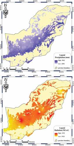 Figure 3. Climatic maps in croplands of Golestan Province, Iran.