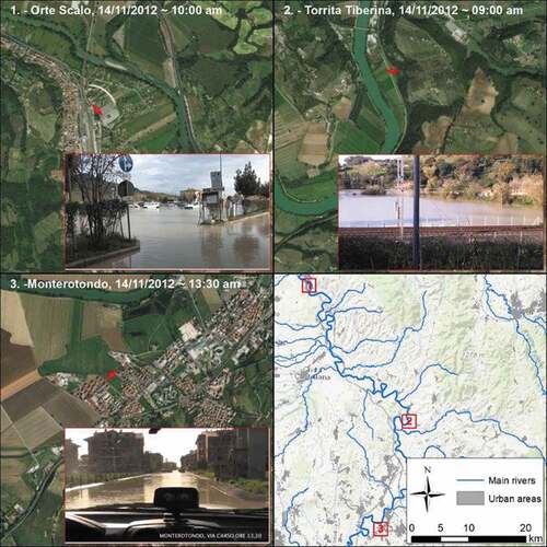 Figure 2. Location of the crowdsourced images selected for the November 2012 Tiber River flood event.