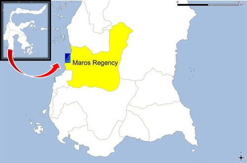 Figure 1. Study Area 1, Maros Regency, South Sulawesi, Indonesia.