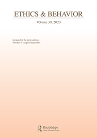 Cover image for Ethics & Behavior, Volume 30, Issue 6, 2020