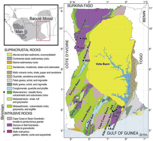 Figure 2. Generalized Geological map of Ghana (Petersson et al., Citation2018).