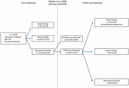 Figure 3. Flow chart of endoscopic findings and follow-up endoscopy.