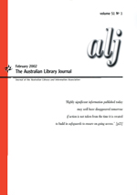 Cover image for The Australian Library Journal, Volume 51, Issue 1, 2002
