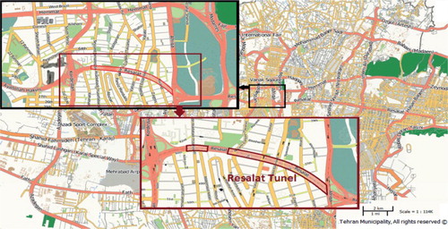 Figure 1. Resalat tunnel’s location.