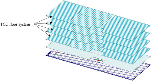 Figure 5. 3D view of all floors including TCC floors above second to fifth storey.