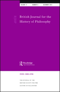 Cover image for British Journal for the History of Philosophy, Volume 16, Issue 1, 2008