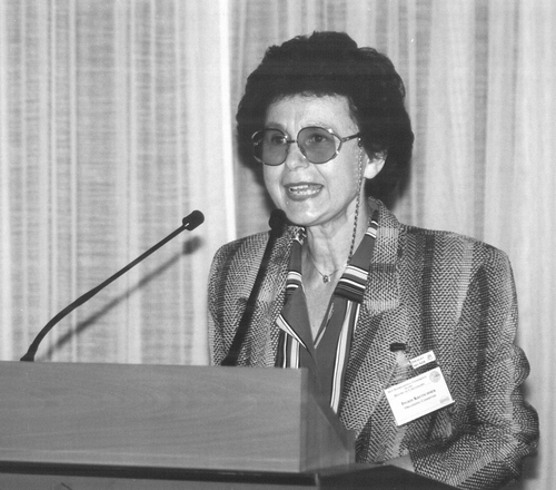 Ingrid Kretchmer at the 16th International Conference on the History of Cartography, Vienna, 1995, of which she was one of the main organizers.