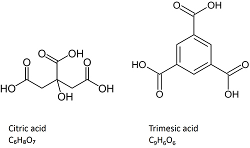 Figure 1 Citric acid and trimesic acid formulas.