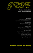 Cover image for Journal of the British Society for Phenomenology, Volume 30, Issue 3, 1999