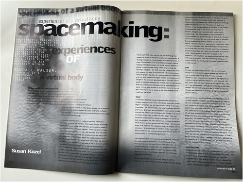 Figure 4. ‘Spacemaking’ in Dance Theatre Journal, Volume Eleven, No.3, Autumn 1994.