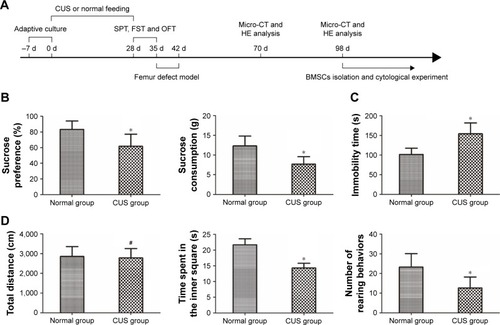 Figure 1 CUS caused depression-like behavior in rats.