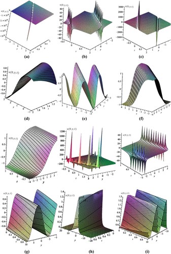 Figure 2. The profile of the travelling wave solutions for different values of the parameters.