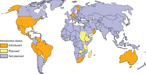 Figure 6 Global status of routine introduction of rotavirus vaccination.