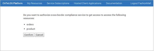 Figure 10. Redirect to platform endpoint for authorization of resource access to the client.