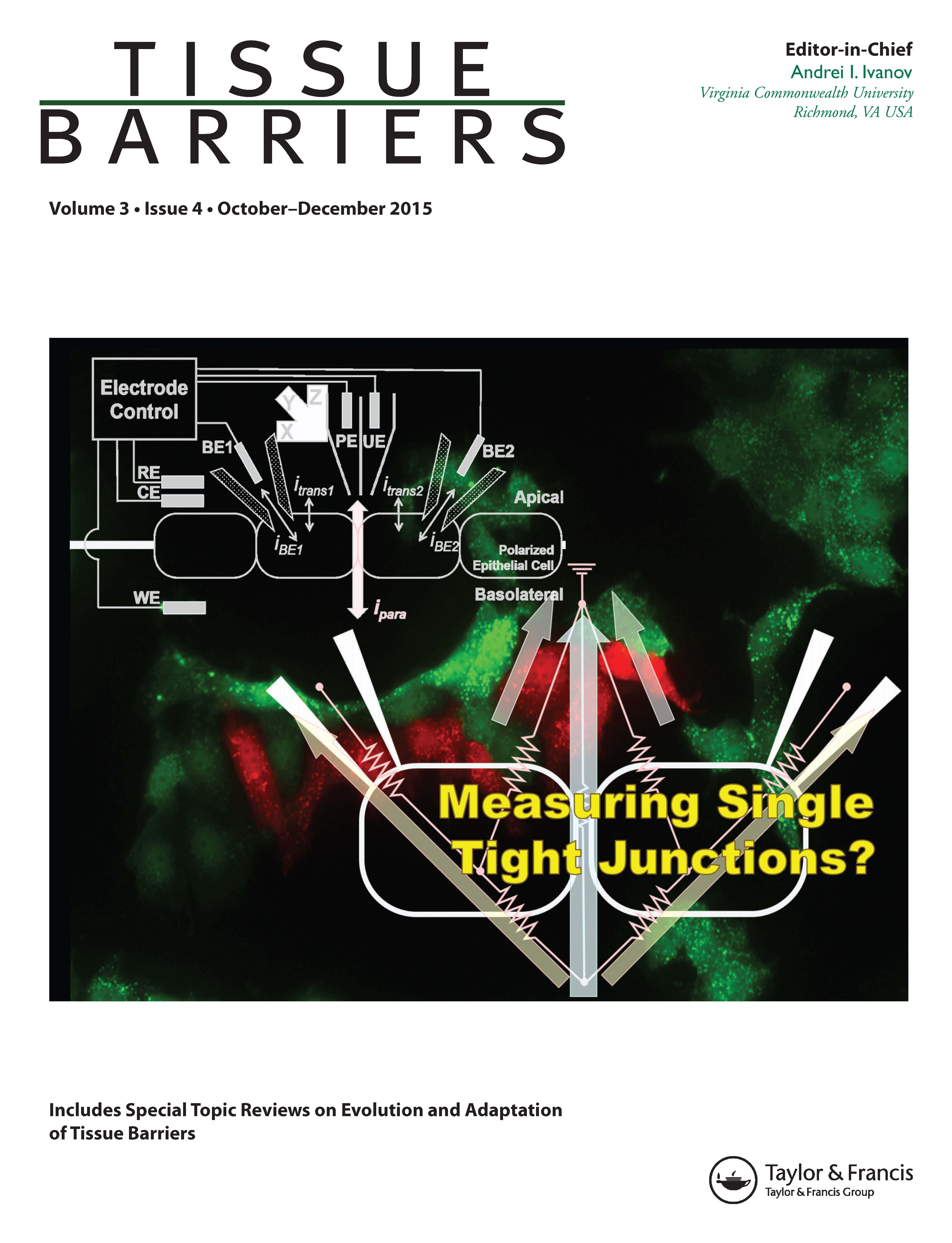 Cover image for Tissue Barriers, Volume 1, Issue 5, 2013
