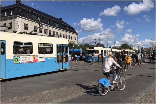Figure 2: Temporary bike-lanes, free rental-bikes, more pedestrian space and significantly reduced parking fees were some of the measures taken by the City of Gothenburg to promote other means of commuting than crowded public trams and buses. Image credit: Trafik Göteborg.