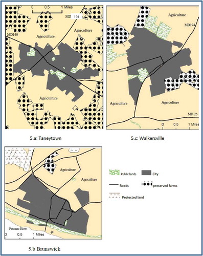 Figure 5. Taneytown, Brunswick, and Walkersville.Source: Maps created by Leif Zumstein.