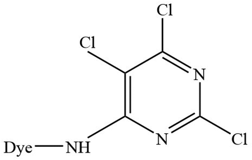 Figure 1. Chemical structure of trichloropyrimidine (TCP)-based reactive dye.