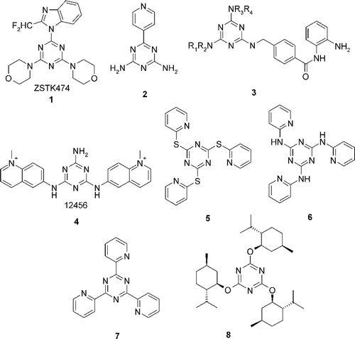 Figure 1.  Structures of triazine based antitumour agents and enzyme inhibitors.