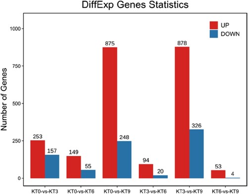 Figure 3. The distribution of the differentially expressed genes in ‘Keitt’ leaves exposed to chilling stress.