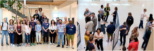 Figure 2. Photographs from the day at the ESS site in Lund, (left) the school students and teachers and (right) the poster session in the ESS atrium.