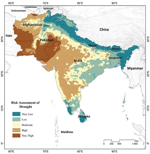 Figure 15. Drought risk assessment in the South Asia.
