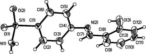 Figure 1 ORTEP diagram of a single molecule found in the asymmetric unit.