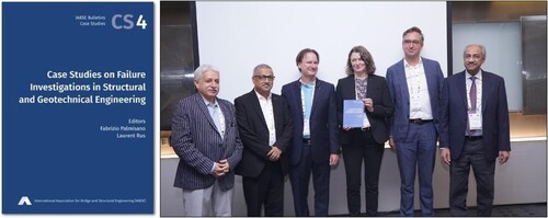 CS4 launched by T. Vejrum, at IABSE New Delhi Congress, with co-Editor L. Rus, K. Terwel and H. H. Subbarao (members of TG5.1), A. Bhowmick and V. N. Heggade