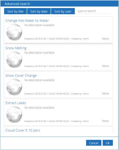 Figure 3. Advanced graphical search in the knowledge base with several sorting and filtering capabilities.