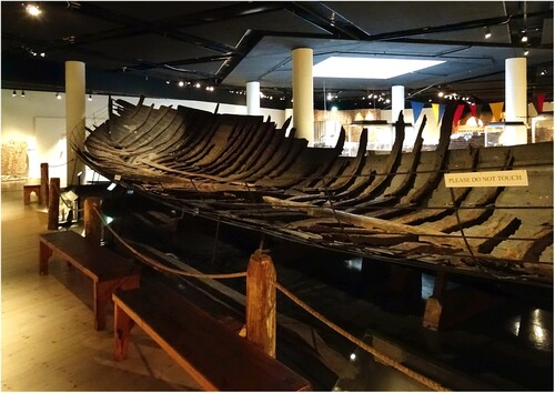 Figure 2. The Riddarholmen Ship seen from the inside. The remains of the ceiling, the deck, a bulkhead, the foremast step, and other parts are missing. (Photo: Holger Ellgaard, CC BY-SA 3.0, https://commons.wikimedia.org/w/index.php?curid=10036488).