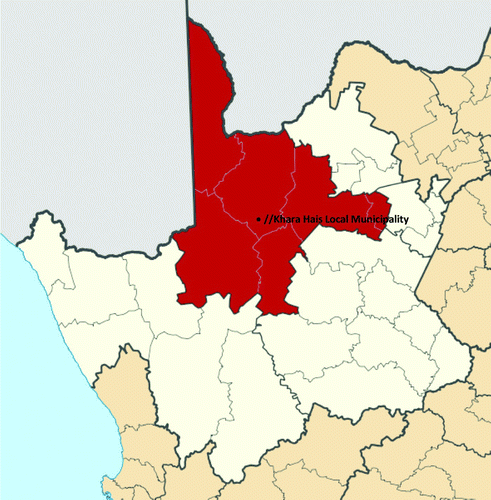 Figure 1: Location of the Siyanda District Municipality in the Northern Cape Province, including the //Khara Hais Local Municipality