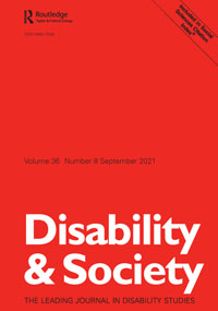 Cover image for Disability & Society, Volume 36, Issue 8, 2021