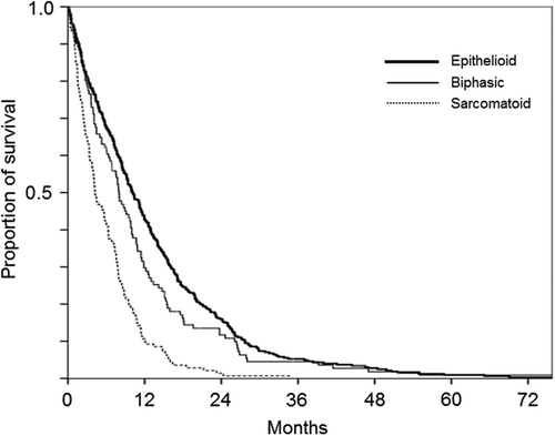 Figure 1. Overall survival of patients with malignant pleural mesothelioma according to histological subtype.