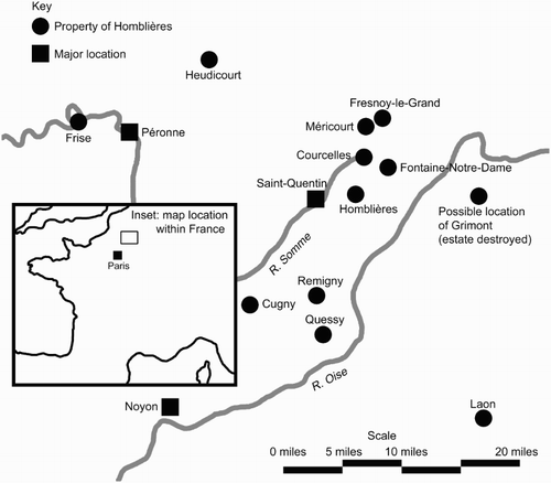 Figure 1. Possessions of Homblières during the reign of Abbot Berner.