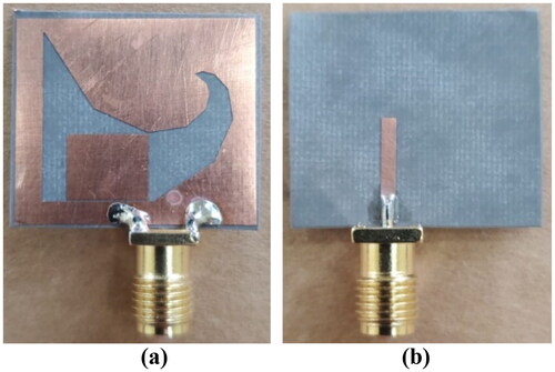 Figure 13. Fabricated SFSA-RI antenna: (a) Front view, (b) Back view.