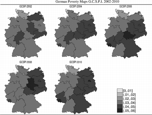 Figure 4 German Poverty Maps GCSPI 2002–2010.