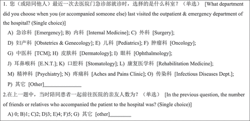 Figure 8. Questionnaire design for the accompanying rate.