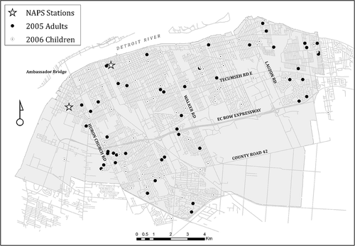 Figure 1. Map of participant locations and NAPS site.