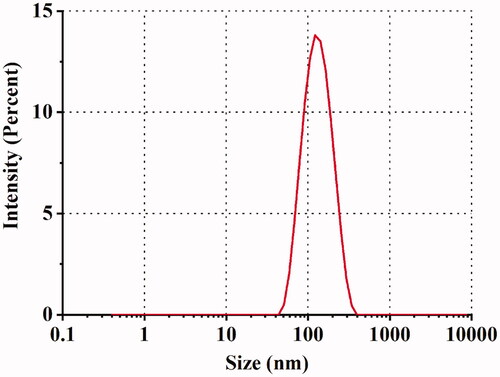 Figure 5. The particle size distribution of optimized SRB-NLC.