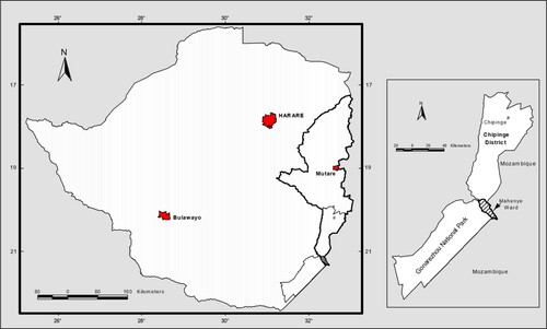 Figure 1. Location of Mahenye in southeast Zimbabwe (Source: Authors).