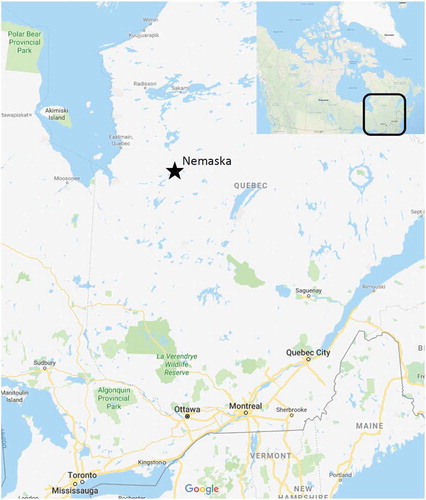 Figure 1. Map identifying the location of Nemaska (Map data ©2019 Google)