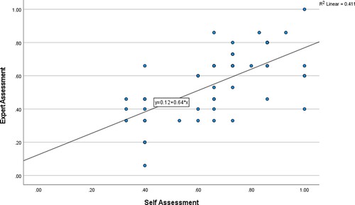 Figure 4. Expert and self-scores scatter plot.