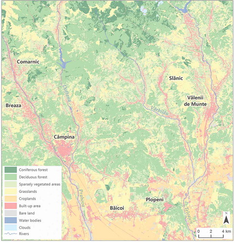 Figure 7. Land cover map for Subcarpathian area, generated from multi-date Sentinel-2 images, using SVM classification algorithm.
