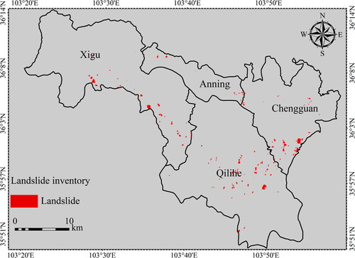 Figure 3. Landslide inventory in Lanzhou city.