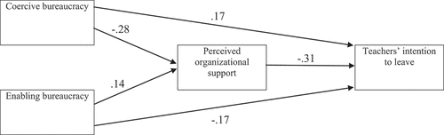 Figure 1. Standardized results of the path model. All results are significant at the .05 level.