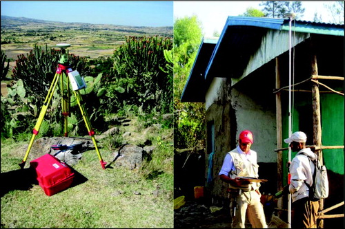 Figure 2. Differential GPS survey: static mode (left) and Real Time Kinematic (right).