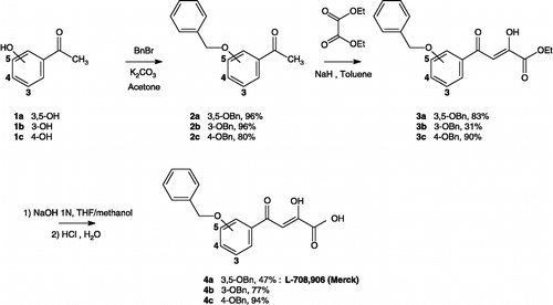 Scheme 1 Preparation of ketoenol acids 4a–c.